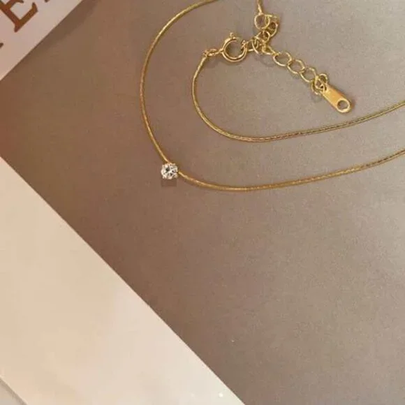 Moissanite Solitaire Pendant Necklace – 18K Gold Filled - Picture 3 of 3